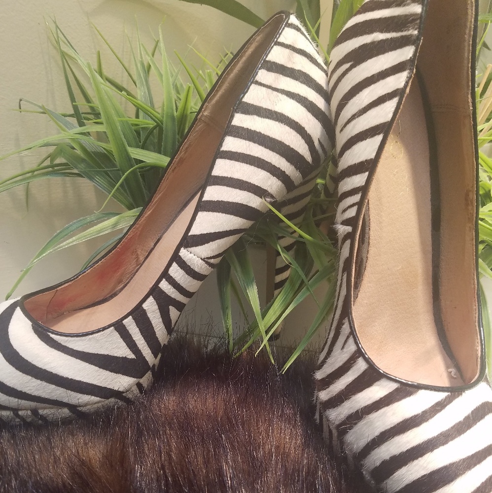 Aldo ponyfur zebra print pump